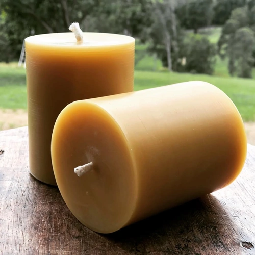 100% Beeswax Pillar Candle 10cm high (75mm), 70 hour burn time