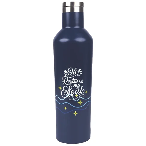 Water Bottle, Stainless Steel He Restores My Soul