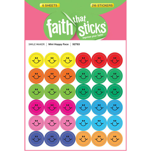 Mini Happy Face (6 Sheets, 216 Stickers) (Stickers Faith That Sticks Series)