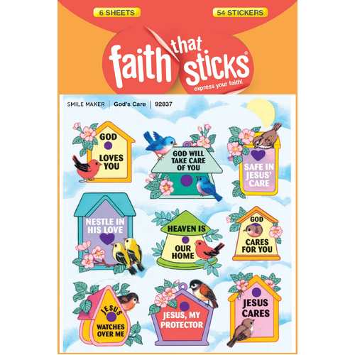 God's Care (6 Sheets, 54 Stickers) (Stickers Faith That Sticks Series)