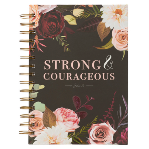 Journal : Strong & Courageous Dark Floral 