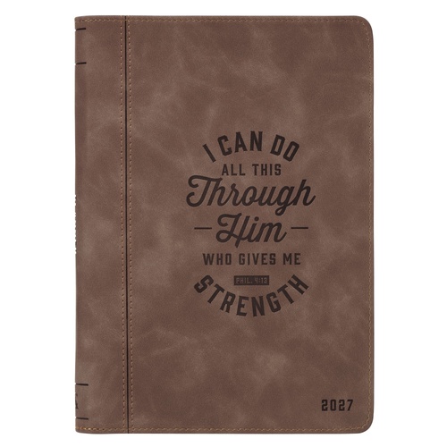 2027 12 Month Executive Diary/Planner, Zippered:I Can Do All Things Through Him