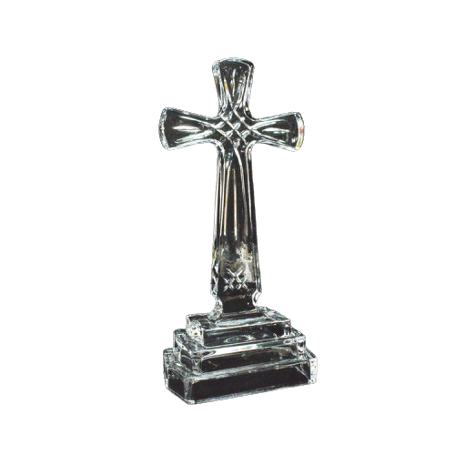 Crystal Glass Cut Standing Cross - 230mm