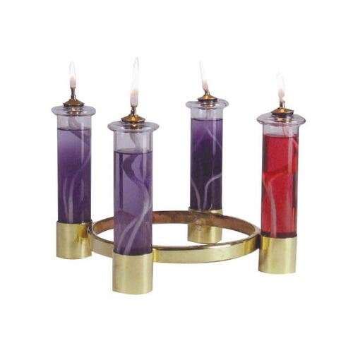 Advent Wreath Brass complete with Oil Candles - 200mm