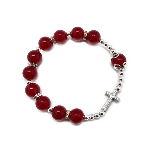 Rosary Bracelet - Red with Tulle Bag