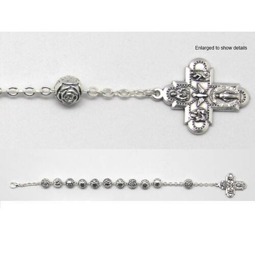 Rosary Bracelet Rose Metal - 8mm Beads