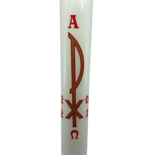 Candle Paschal 15x2" White with Pax & Numbers