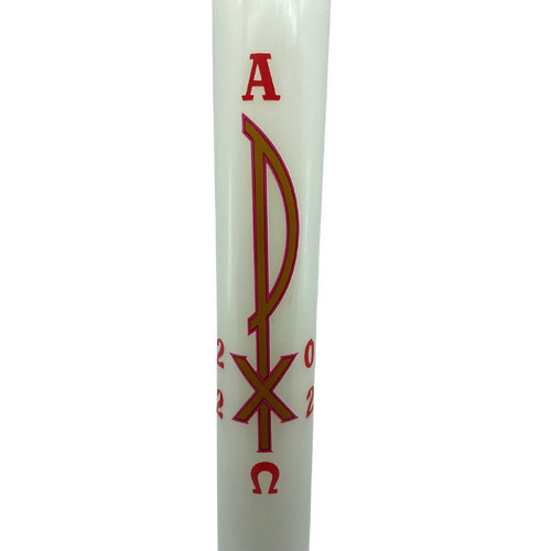 Candle Paschal 15x3" White with Pax & Numbers