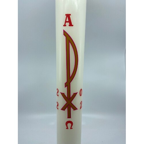 Candle Paschal 16x2" White with Pax & Numbers