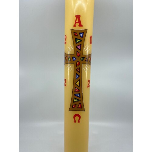 Candle Paschal 18x3" Beeswax with Cross & Numbers