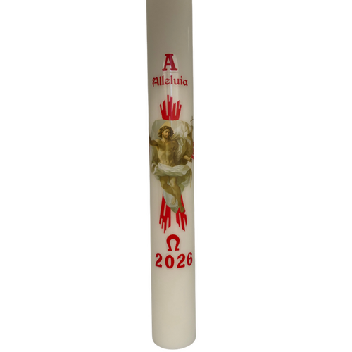 Candle Paschal 24x3" White with Alleluia & Numbers