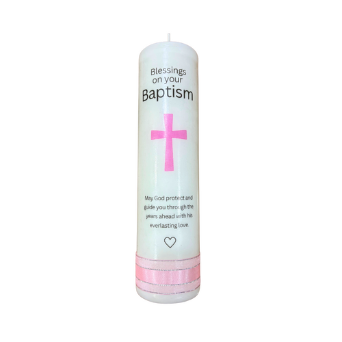 Baptism Candle - Pink