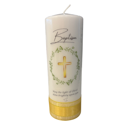 Baptism Candle - Cross/Frame