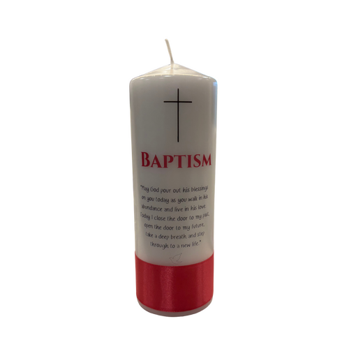 Baptism Candle - Cross/Pink Ribbon