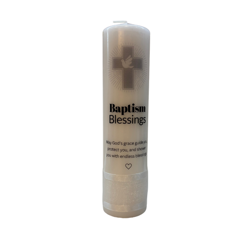 Baptism Blessings Candle - Silver
