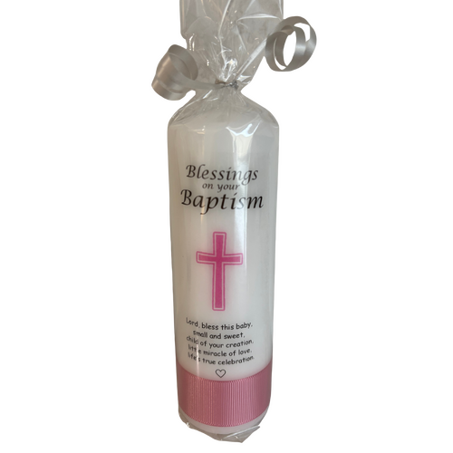 Baptism Blessing Candle - Pink
