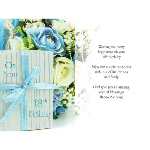 Card - 18th Birthday Female Blue Flowers