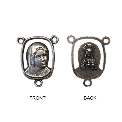 Rosary Centre Piece Mary / Sacred Heart Jesus (18mm)