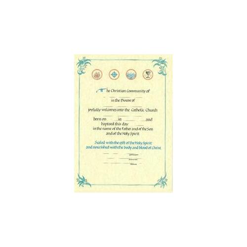 Certificate RCIA Adult Baptism