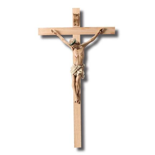 Wood Crucifix with Hand Painted Resin Corpus - 480 x 270mm