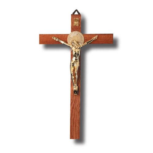 Crucifix Wooden Wall Gold Corpus - 250 x 150mm