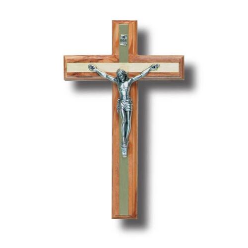 Crucifix Olive Wood Metal Inlay 250 x 150mm