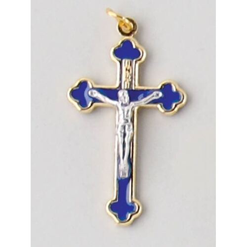 Crucifix - Blue Enamel 40mm
