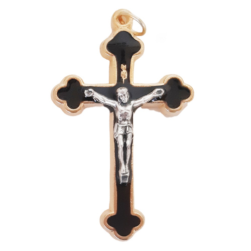 Crucifix - Black Enamel 45mm