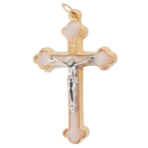 Crucifix - White Enamel 45mm