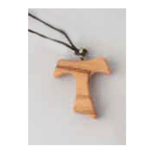 Tau Cross - Olive Wood On Cord 25mm