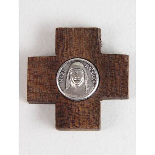 Wooden Cross with Mary MacKillop Medal