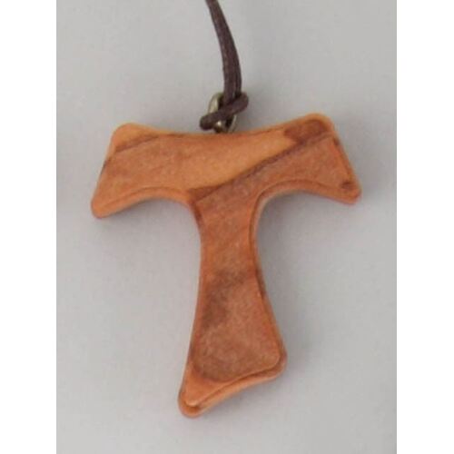 Tau Cross - Olive Wood On Cord 45mm