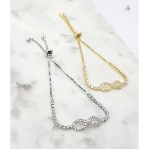 Silver Bracelet w/CZ Infinity Charm Adjustable