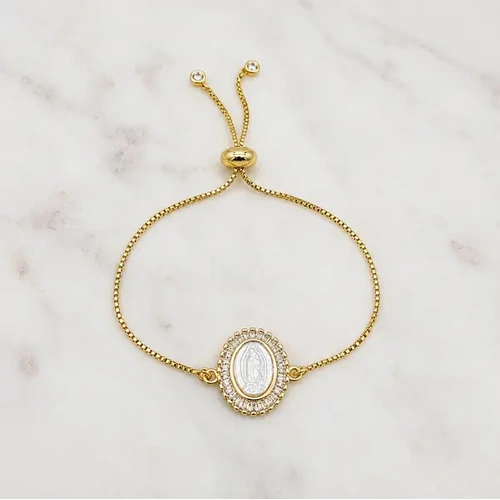 St Benedict Gold Bracelet Charm - White