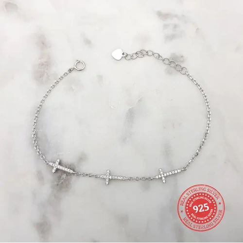 Sterling Silver Bracelet w/Crosses