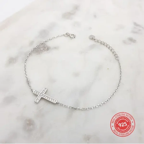 Sterling Silver Bracelet w/Cross