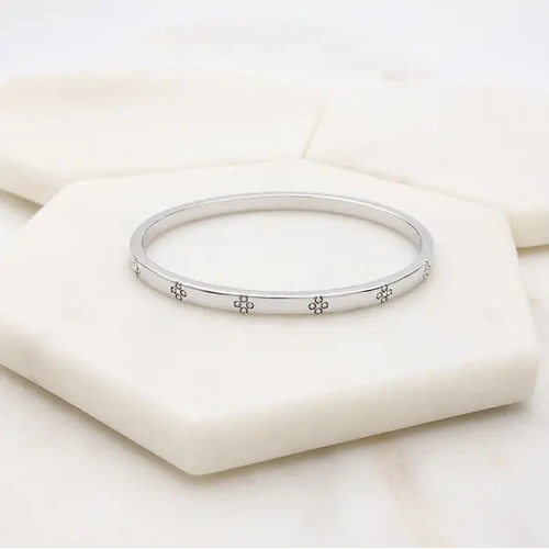 Bangle Stainless Steel w/Flower CZ