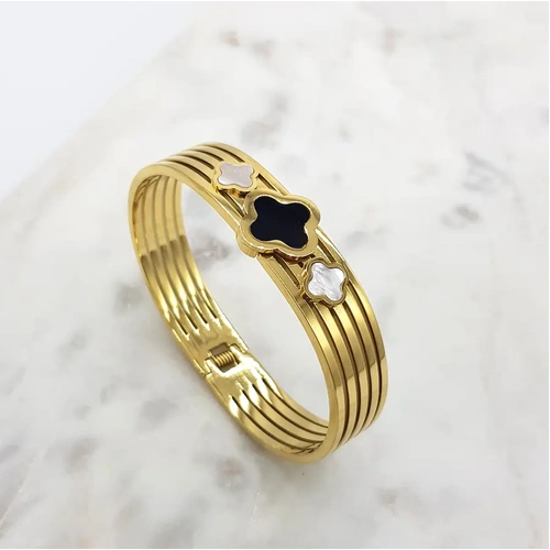 Bangle Gold Plated Clover Cross
