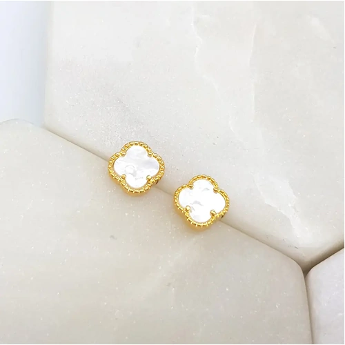 Earrings Gold Studs - Clover