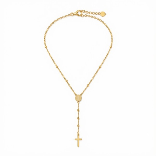 FGold Stainless Steel Rosary Necklace