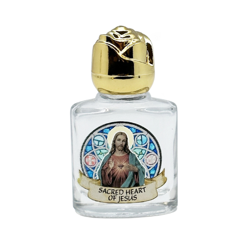 Holy Water Bottle Glass - Sacred Heart Jesus