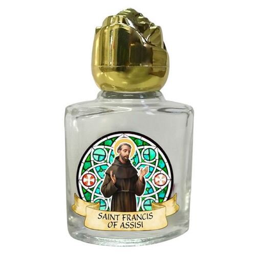 Holy Water Bottle Glass - St Francis of Assisi