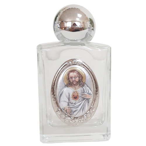 Holy Water Bottle Glass - Sacred Heart Jesus