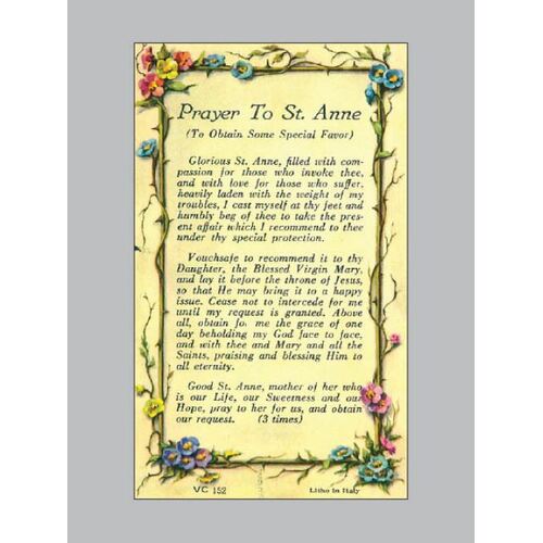 Holy Card Verse  - Prayer to St Ann