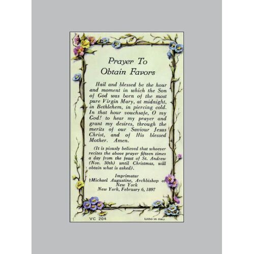Holy Card Verse  - Prayer to Obtain