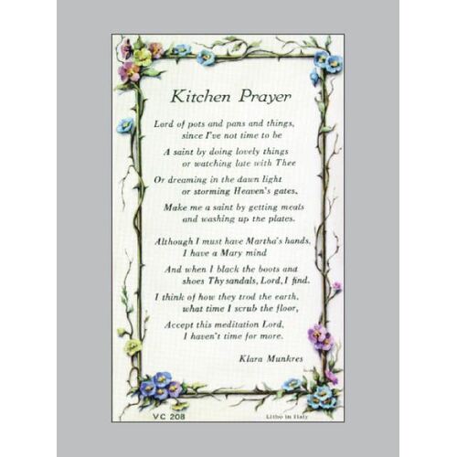 Holy Card Verse  - Kitchen Prayer