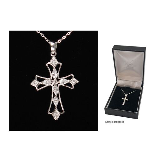 Sterling Silver Chain and Filgree Cross with Stones