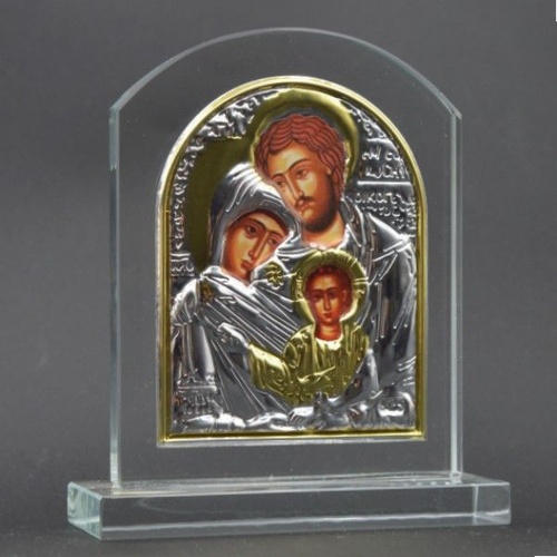 Glass Plaque - Orthodox Holy Family 