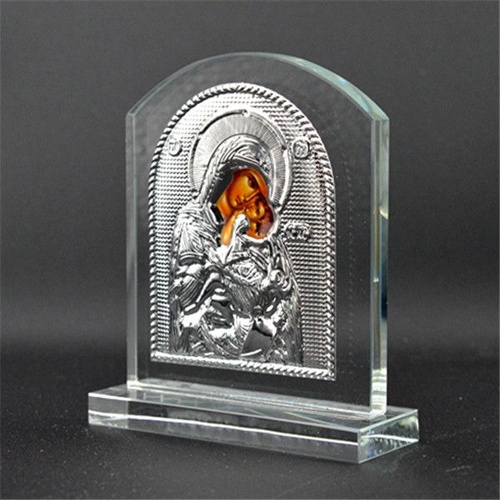 Glass Silver Plaque - Our Lady Perpetual Help