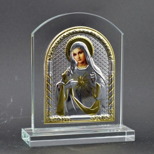 Glass Plaque - Sacred Heart Mary